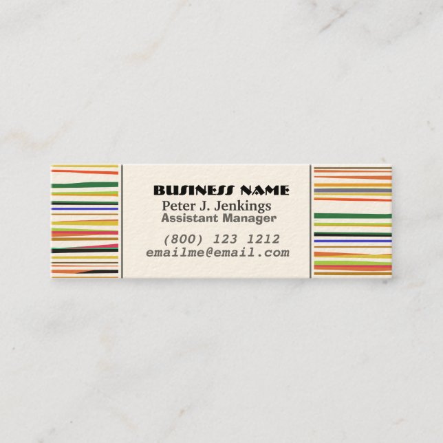 Playful Stripes Happy Colours Simple Pattern Mini Business Card (Front)