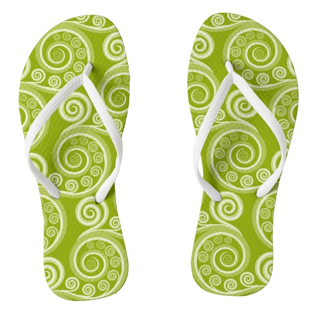 Playful Summer-Green Fern Leaves Flip Flops (Footbed)
