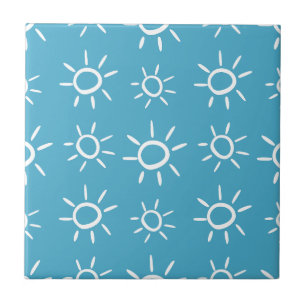 Playful Sun Doodle Summer Pattern Ceramic Tile