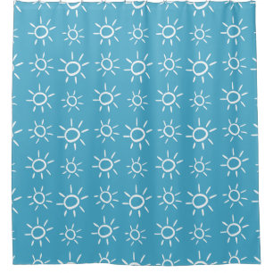 Playful Sun Doodle Summer Pattern Shower Curtain