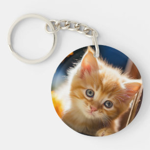 Playful sweet kitten  key ring