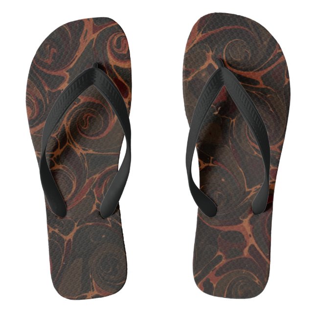 Playful Swirls Dark Brown Thongs (Footbed)