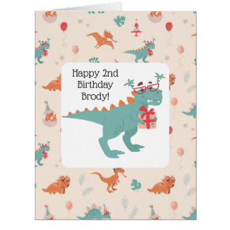 "Playful t-rex Birthday Card  