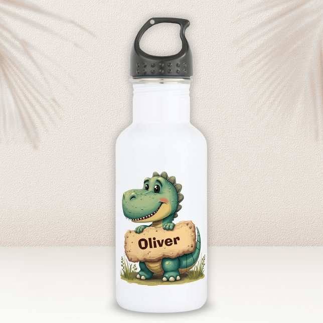  Playful T-Rex with Stone Name Sign 532 Ml Water Bottle (Creator Uploaded)