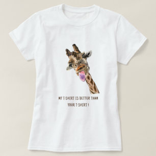 Playful T-Shirt Giraffe Tongue Out Funny Your Text