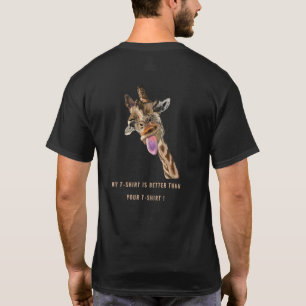 Playful T-Shirt with Funny Giraffe - Custom Text