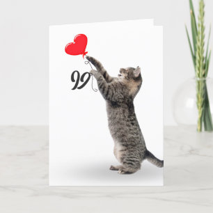 playful tabby cat for 99th birthday card