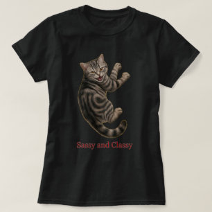 Playful Tabby Cat Sassy Classy Art T-Shirt