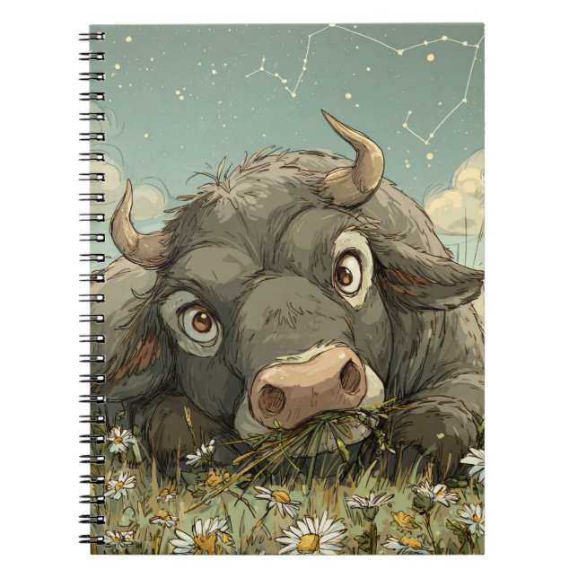 Playful Taurus Zodiac Notebook (Front)