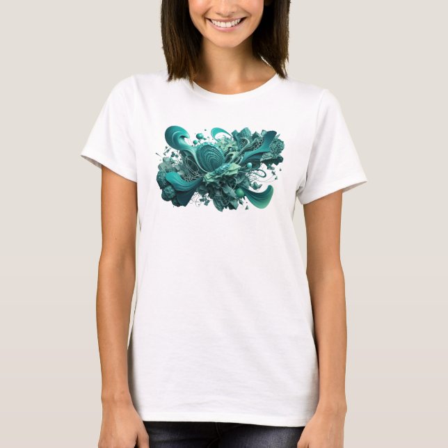 Playful Teal ABSTRACT ART Statement Tee (Front)