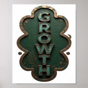 Playful Teal GROWTH Modern Design Poster