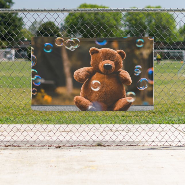 Playful Teddy Bear and Bubbles Outdoor Party Games Banner (Insitu)