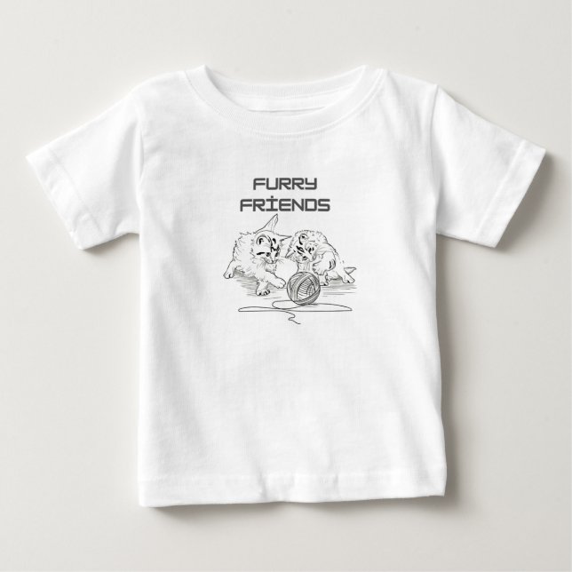 Playful Thread Tango — Two Kittens at Play T-Shirt (Front)