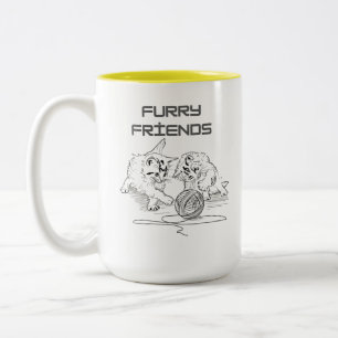 Playful Thread Tango — Two Kittens at Play T-Shirt Two-Tone Coffee Mug