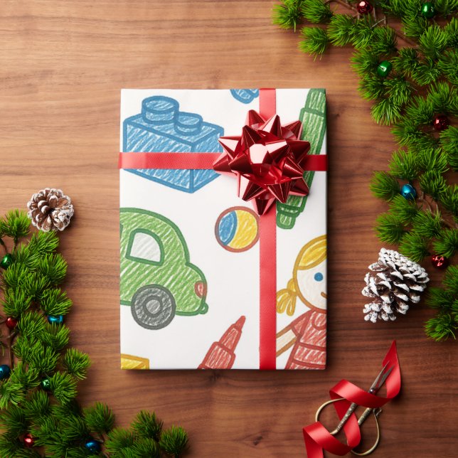 Playful Toys Seamless Doodle Art Pattern Wrapping Paper (Holiday Gift)