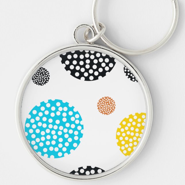 Playful, trendy, cool, fun, modern dotted circles key ring (Front)