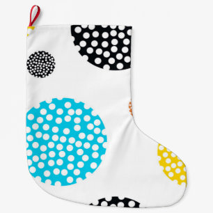 Playful, trendy, cool, fun, modern dotted circles large christmas stocking