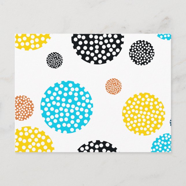 Playful, trendy, cool, fun, modern dotted circles postcard (Front)