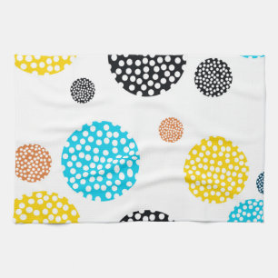 Playful, trendy, cool, fun, modern dotted circles tea towel