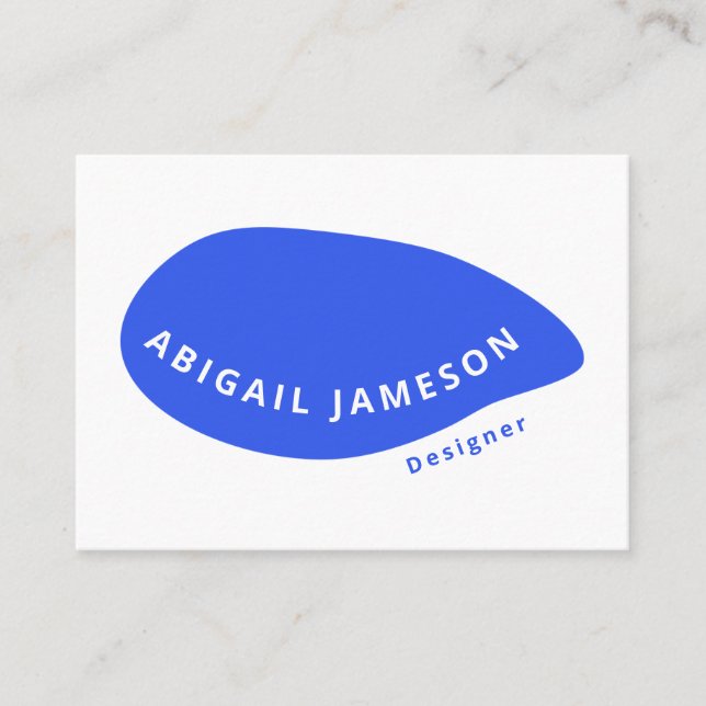 Playful Trendy Scandinavian Unique Cobalt Blue  Business Card (Front)