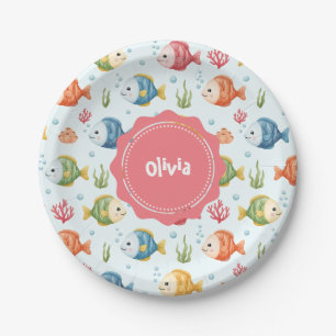 Playful Tropical Fish Pattern Paper Plate