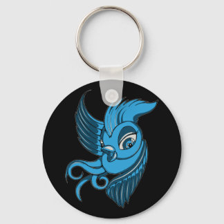 Playful Two Toned Blue Bird Key Ring