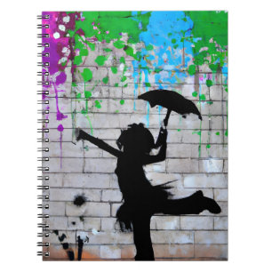 Playful Urban Girl Graffiti Silhouette Art Notebook