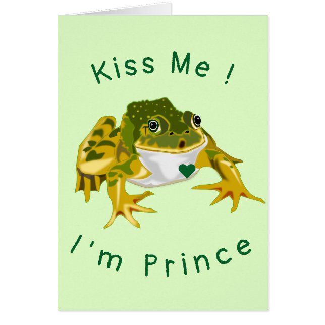 Playful Valentine's Day Card Kiss Me Frog Prince (Front)