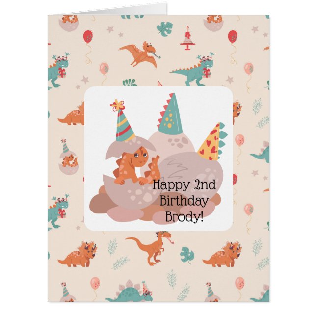 "Playful Velociraptor Birthday Card   (Front)