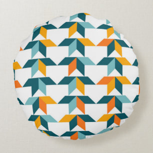 Playful, vibrant, trendy, modern geometric graphic round cushion
