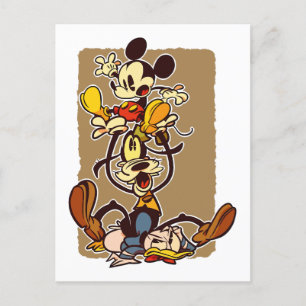 Playful Vintage Cartoon Trio Postcard