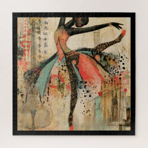 Playful Violin Music Lace Ballerina Jigsaw Puzzle
