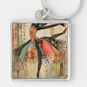 Playful Violin Music Lace Ballerina Key Ring