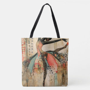 Playful Violin Music Lace Ballerina Tote Bag