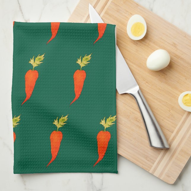 Playful Watercolor Carrot Tea Towel (Quarter Fold)