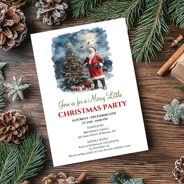 Playful Watercolor Christmas Scene Holiday Invite (Playful Watercolor Christmas Scene Holiday Invite)