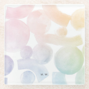 Playful Watercolor Pattern Coaster with Initials