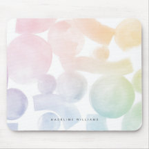 Playful Watercolor Pattern Mousepad with Name