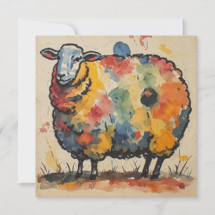 Playful Watercolor Sheep Painting Save The Date