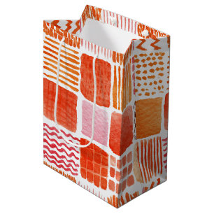 Playful Watercolor Squares Warm Boho Abstract Medium Gift Bag