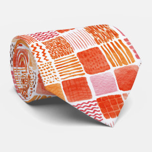 Playful Watercolor Squares   Warm Boho Abstract Tie