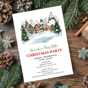 Playful watercolor winter scene Christmas party  Invitation