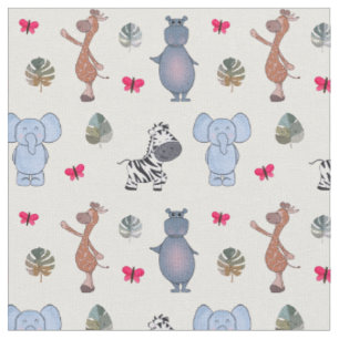 Playful Watercolour Safari Animals v.1 fabric