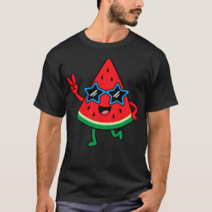 Playful Watermelon Slice Character With T-Shirt