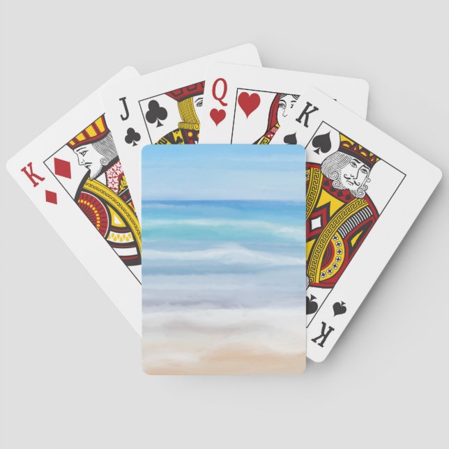 Playful Waves On A Sunny Day At The Beach Playing Cards (Back)