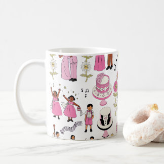 Playful Wedding Celebration Illustrative Pattern  Coffee Mug