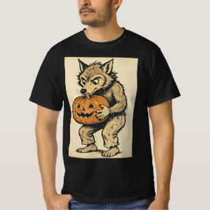 Playful Werewolf with Pumpkin T-Shirt