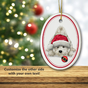 Playful Westie Santa Bulb Christmas Ceramic Ornament