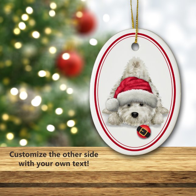 Playful Westie Santa Bulb Christmas Ceramic Ornament (Creator Uploaded)