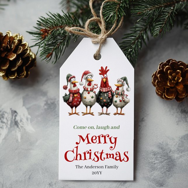 Playful Whimsical Chickens Gift Tag Design (Playful Whimsical Chickens Gift Tag Design)